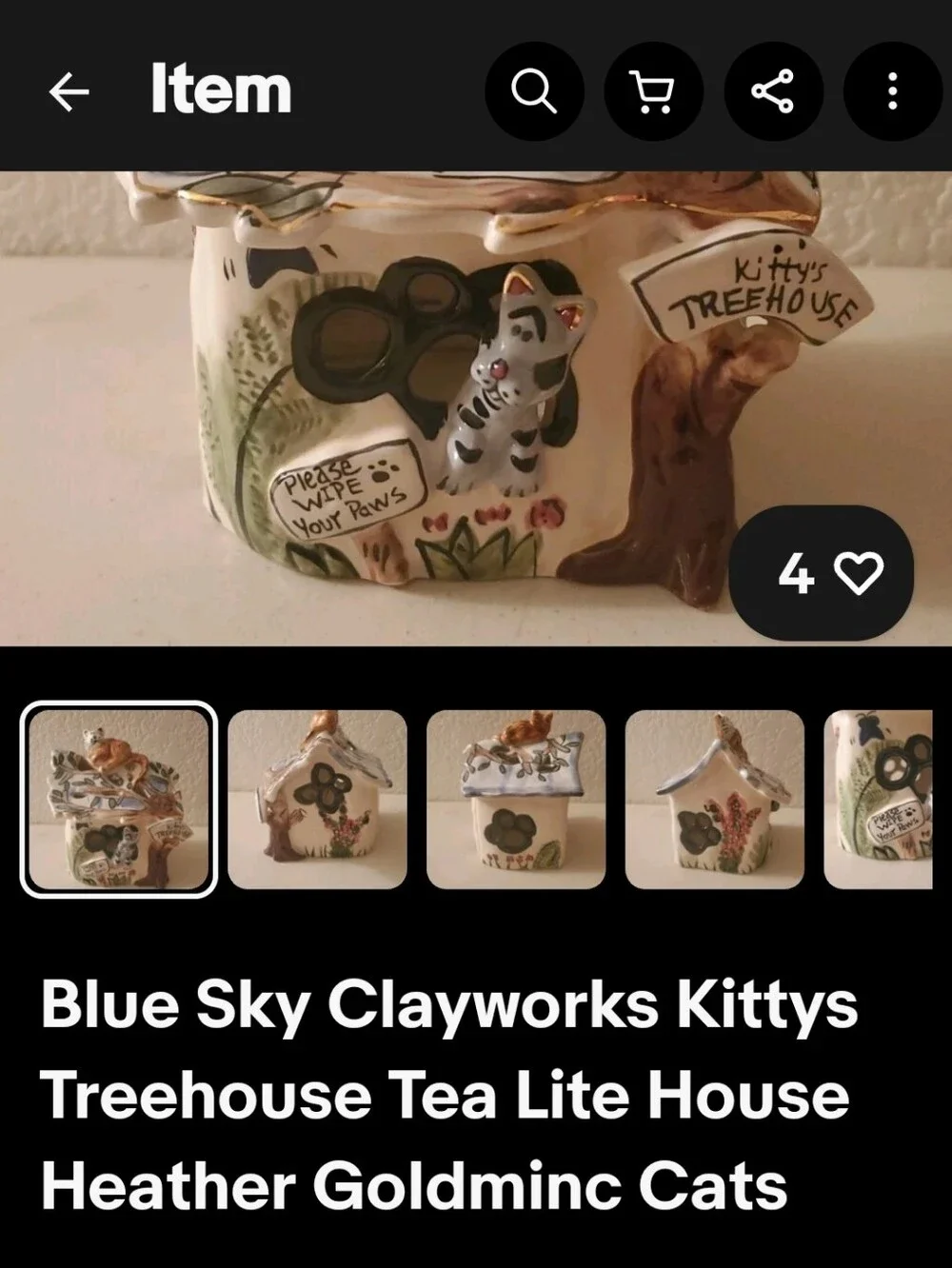 Blue Sky Clayworks KITTYS TREE HOUSE 2002 put Candle Under Heather Goldminc